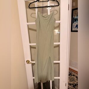 Elegant Sage Green Slip Linen Dress